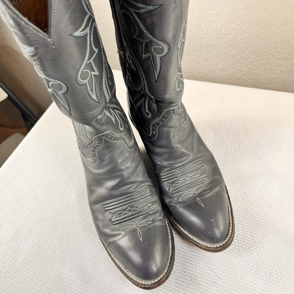 HONDO LADIES GRAY COWBOY BOOTS, SIZE 6.5 B WESTERN BOOTS, 8729 EXCELLENT - Picture 2 of 10